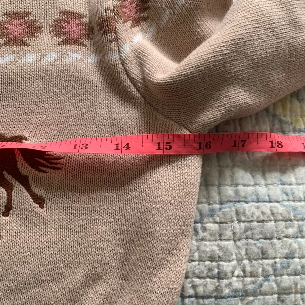 Gymboree Girls Tan Cotton Knit Horse Fair Isle Sweater Dress Size 12